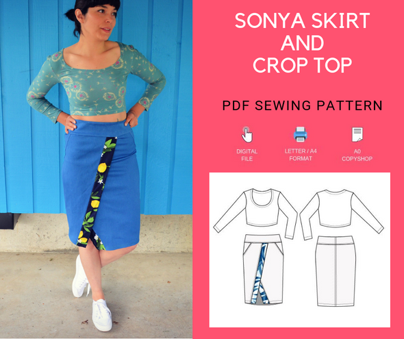 Sonya Skirt and Crop Top PDF Sewing Pattern - DGpatterns