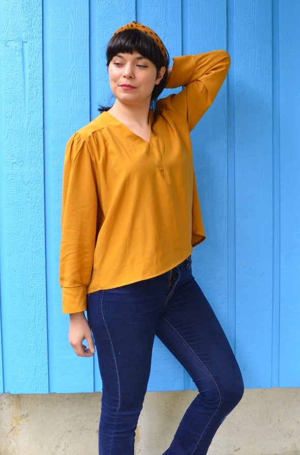 Oriana Blouse PDF sewing pattern and printable sewing tutorial for women including plus sizes.