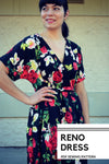 The Reno Dress PDF sewing pattern and step by step sewing tutorial for women.  Pattern available in sizes 4 to 22 with illustrated sewing - DGpatterns