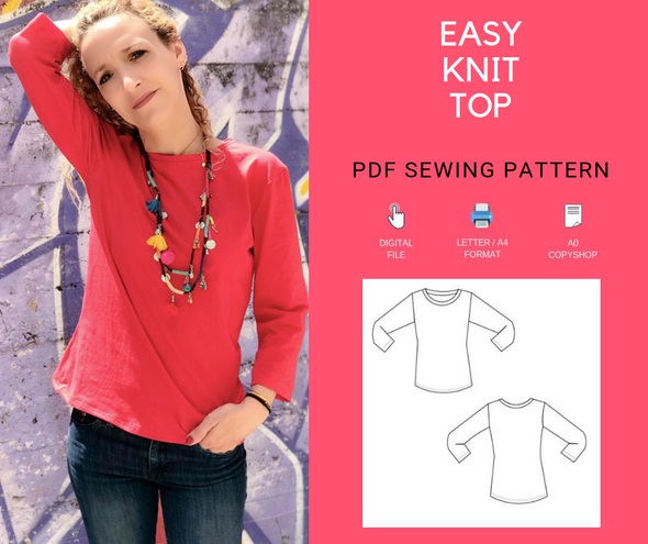 Easy Knit Shirt Printable PDF pattern - DGpatterns