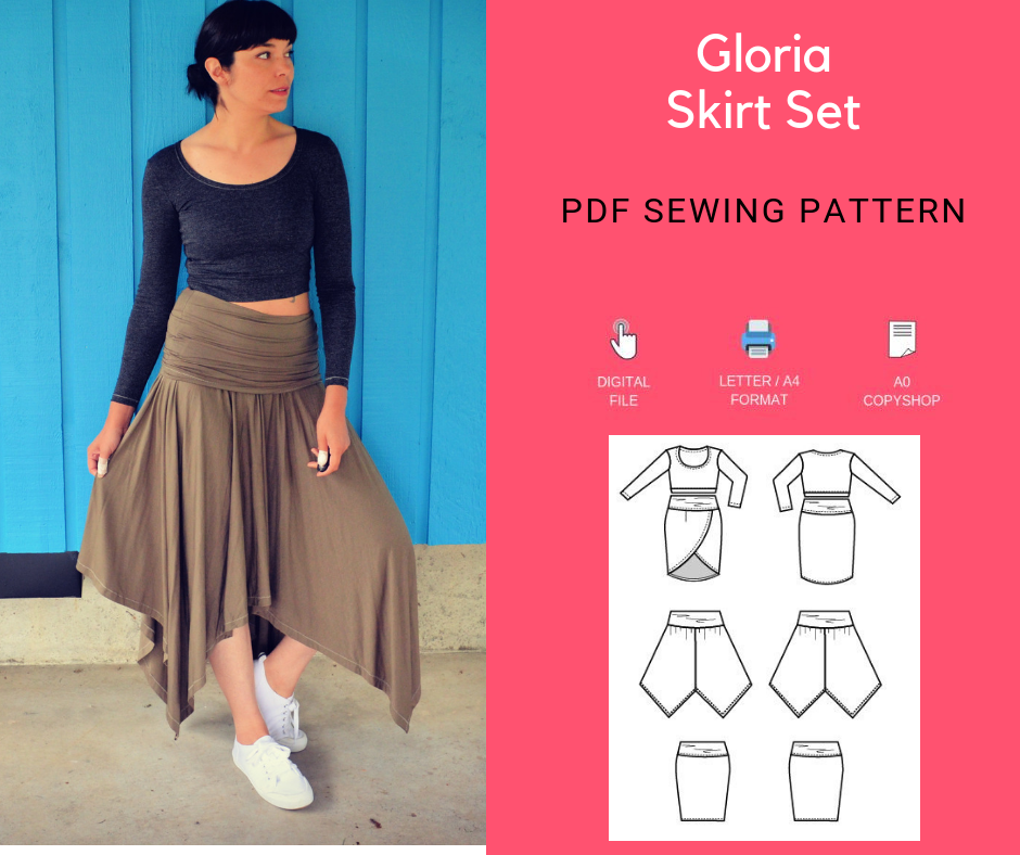 Gloria Skirt Set PDF sewing patterns and tutorial – DGpatterns