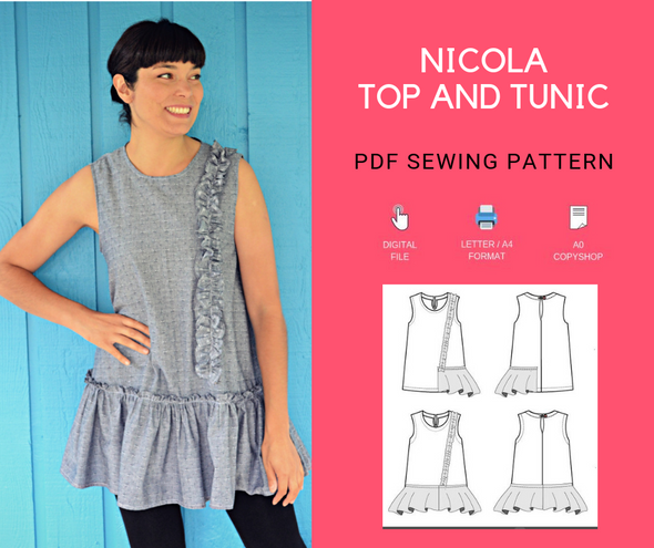 Nicola Top and Tunic PDF sewing pattern - DGpatterns