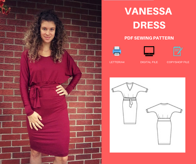 Vanessa Dolman Sweater Dress PDF sewing pattern