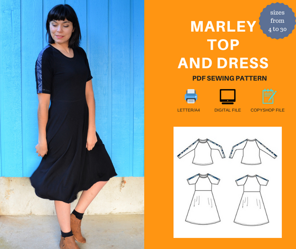 Marley knit top and dress PDF sewing pattern