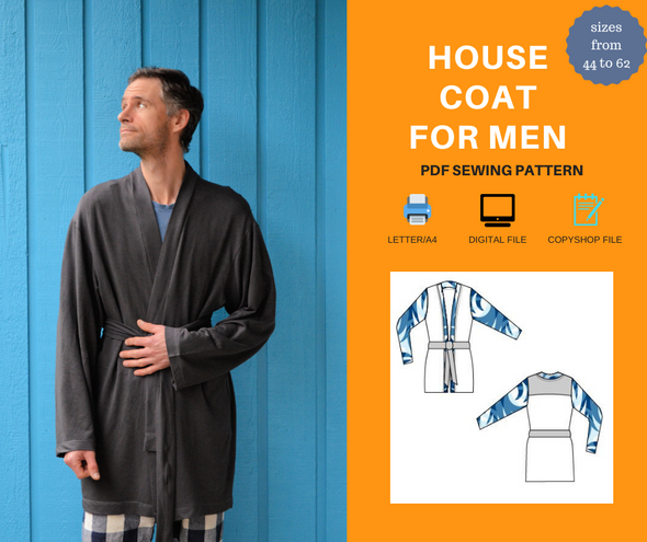 House Coat For Men PDF sewing pattern and sewing tutorial