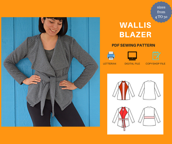 Wallis Blazer For Women PDF sewing pattern and sewing tutorial