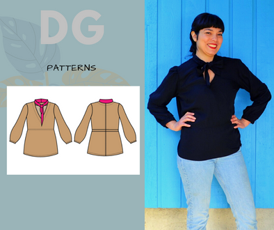 Yasmine Blouse PDF sewing pattern and printable sewing tutorial for women
