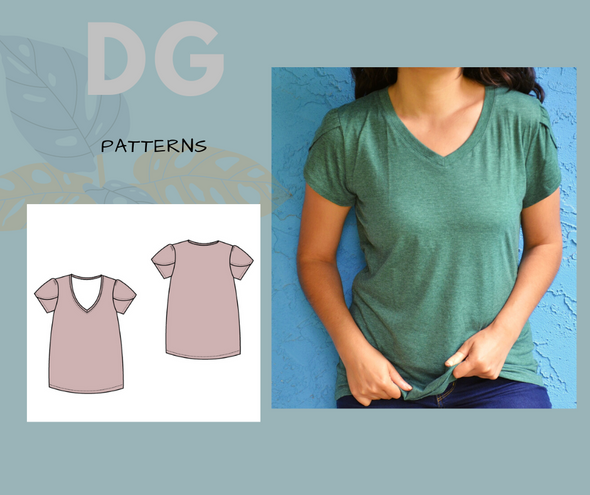 The Cayun Top PDF sewing pattern and sewing tutorial available as a printable sewing pattern with plus size included