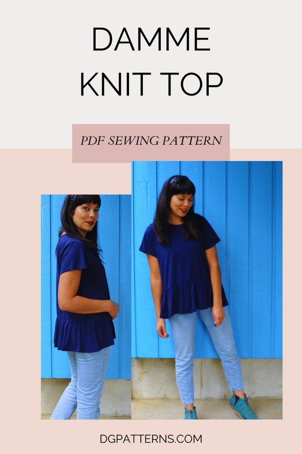 Damme Knit Top PDF sewing pattern and printable sewing tutorial for women including plus sizes