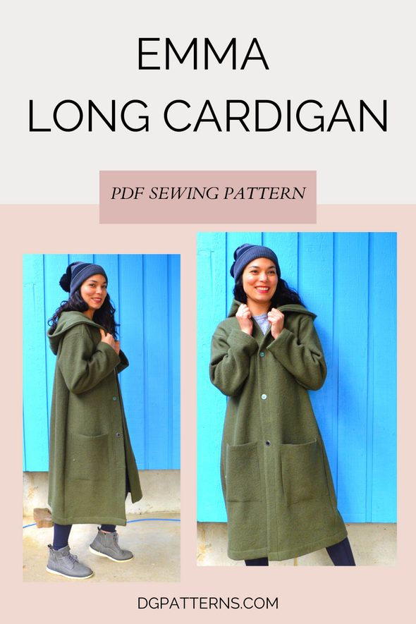 Emma Long Cardigan PDF sewing pattern and printable sewing tutorial