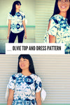 The Olvie Top and Dress PDF printable sewing pattern - DGpatterns