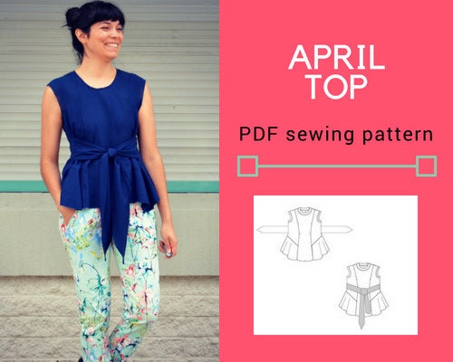 APRIL top and blouse PDF printable sewing pattern - DGpatterns