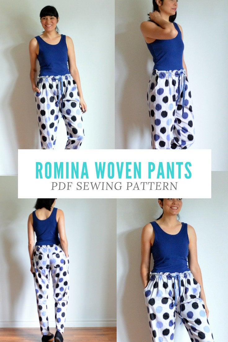 Romina Woven Pants PDF sewing pattern and tutorial – DGpatterns