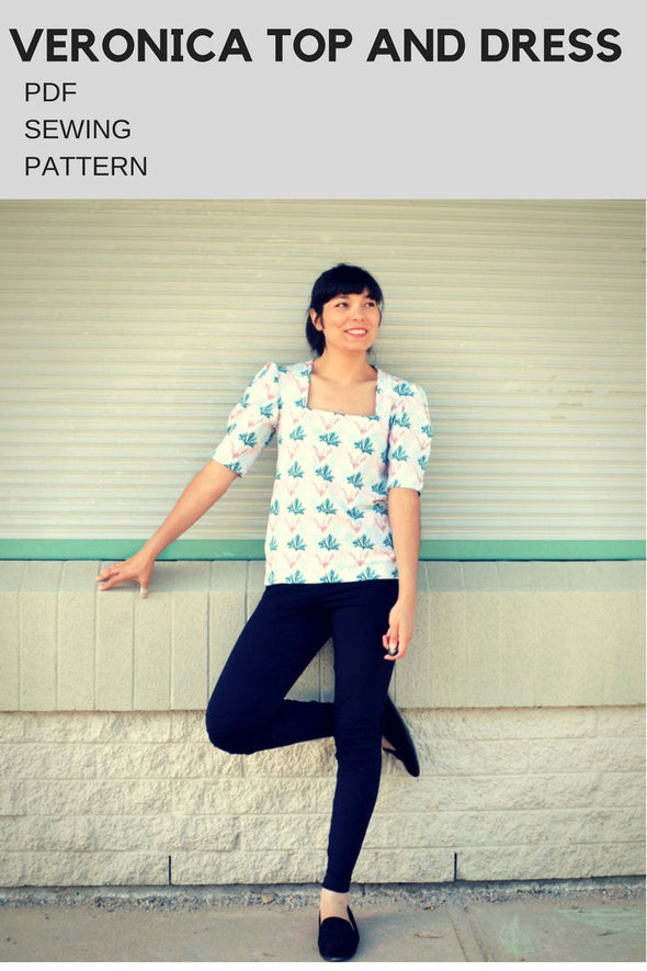 The Veronica Top and Dress PDF sewing pattern and step by step sewing tutorial - DGpatterns