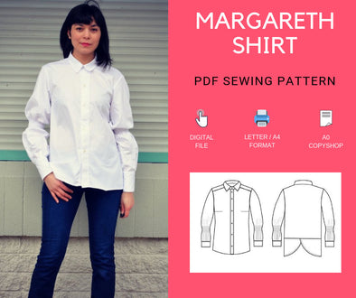 The Margareth Shirt PDF printable sewing pattern and step by step sewing tutorial - DGpatterns