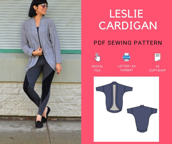 Leslie Cardigan PDF sewing pattern - DGpatterns
