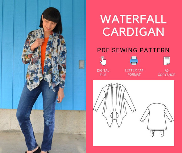 Waterfall Cardigan PDF sewing pattern and tutorial - DGpatterns