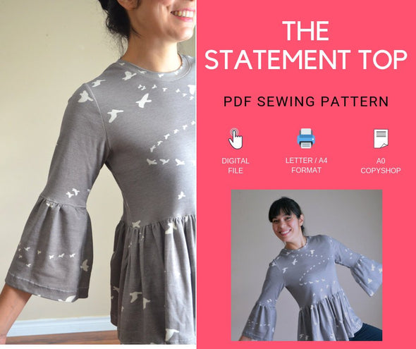 The Statement Top: Instant Download PDF top pattern for women - DGpatterns