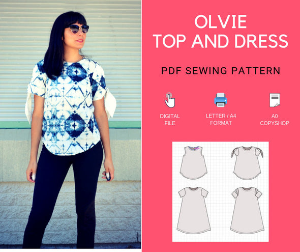 The Olvie Top and Dress PDF printable sewing pattern – DGpatterns