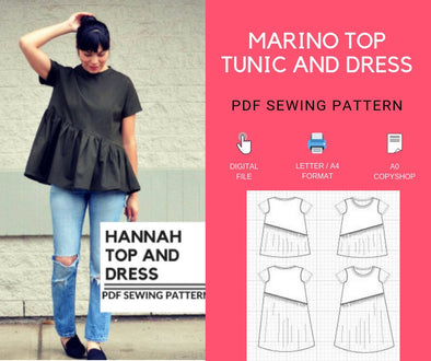 Hannah Top and Dress PDF sewing pattern - DGpatterns