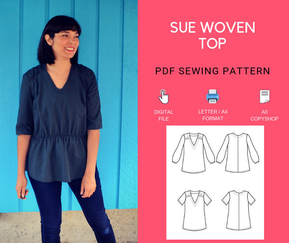 Sue Woven Top PDF sewing pattern – DGpatterns