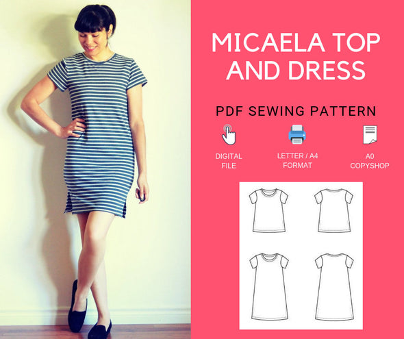 The Micaela Top and Dress PDF sewing pattern and step by step sewing tutorial - DGpatterns