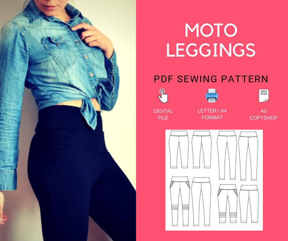 The Moto Leggings PDF sewing pattern and step by step sewing