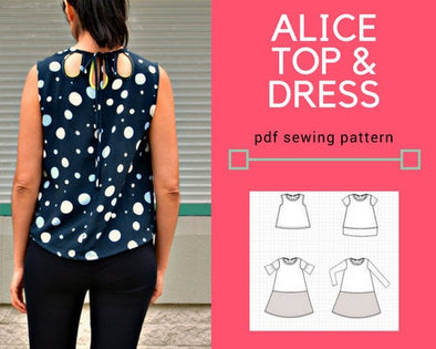 The Alice Top, tunic and dress PDF sewing pattern and tutorial for women.  Sizes available in 4 to 22 including plus size - DGpatterns