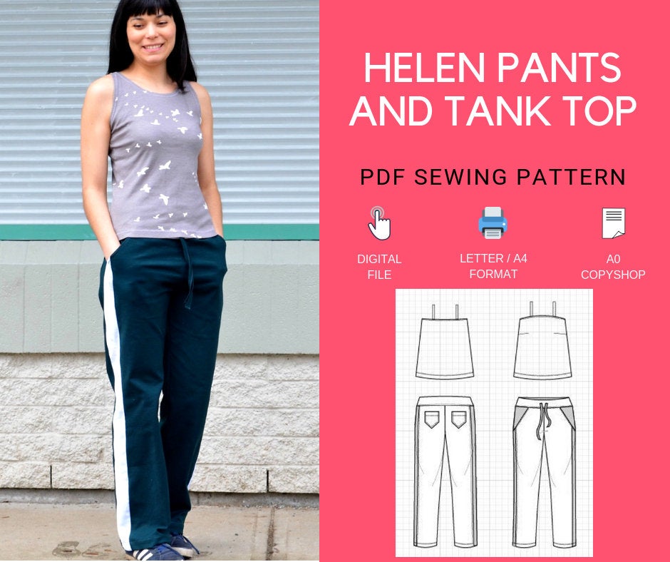 Fearless further resource The Helen Track Pants and sleeveless top PDF sewing pattern – DGpatterns