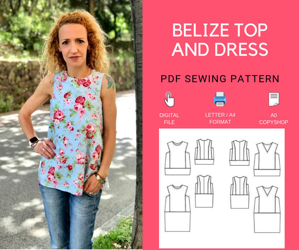 The Belize Loose Woven Top and Dress PDF sewing pattern and tutorial - DGpatterns