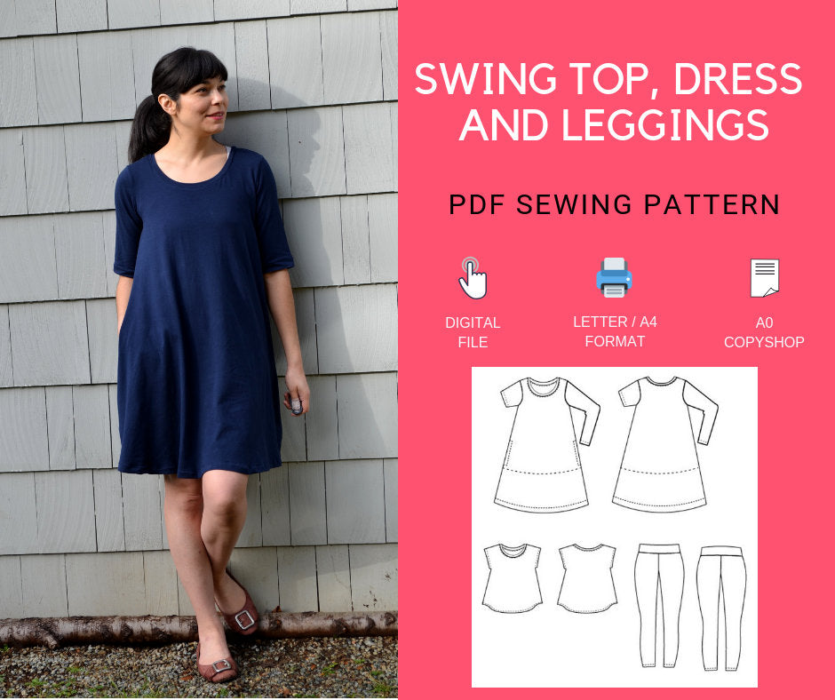 Swing Tunic and Dress, plus leggings PDF pattern – DGpatterns