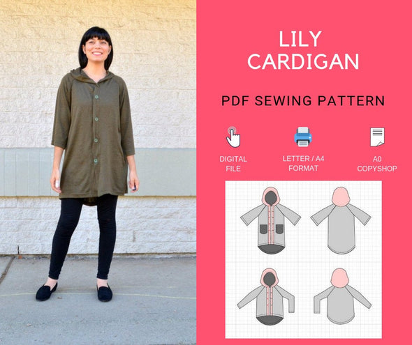 Lily Cardigan PDF sewing pattern and printable sewing tutorial - DGpatterns