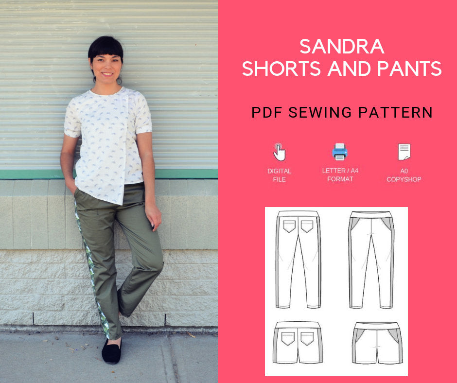 Sandra Pants and shorts PDF sewing pattern and step by step sewing tut –  DGpatterns