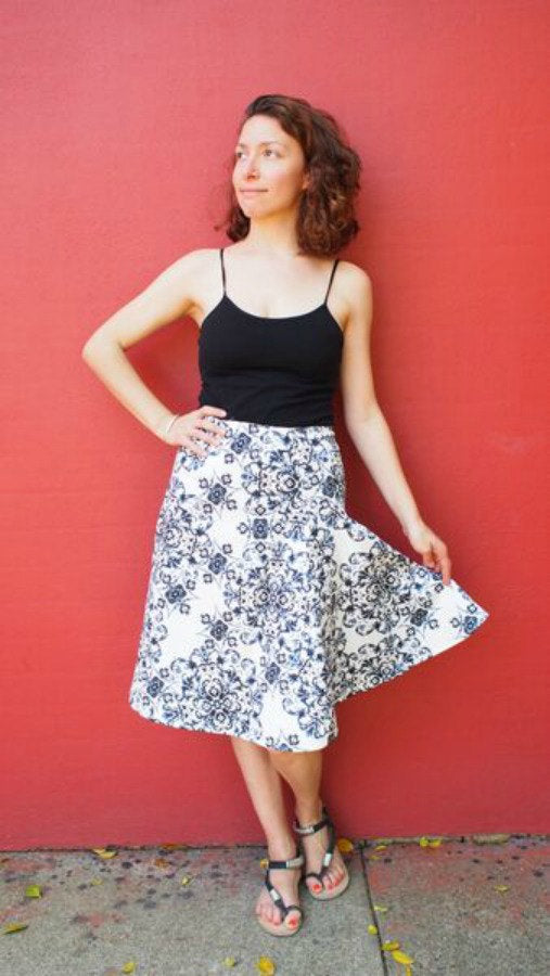 Lorraine Skirt PDF Pattern: Instant Download PDF Sewing Pattern for women.  Easy make of asymmetrical skirt pattern for plus size women - DGpatterns