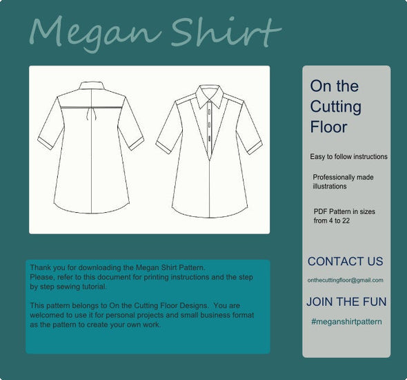 Megan Shirt:  PDF printable Sewing Pattern - DGpatterns